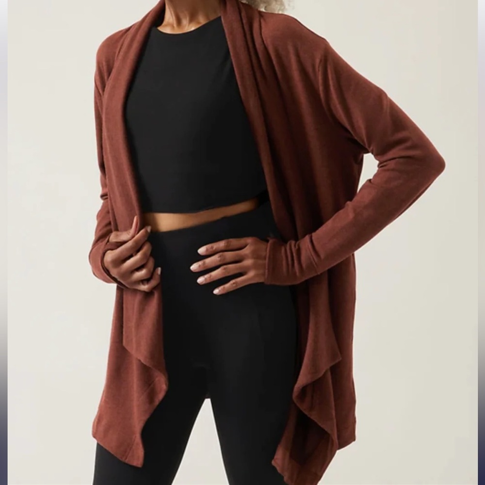 ATHLETA Pranayama II Wrap in Mahogany Heather Brown size small nirvana material